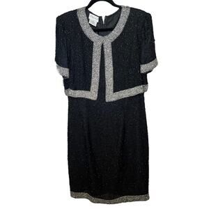 Stenay Vintage Beaded 100% Silk  Sheath Dress Women Size M